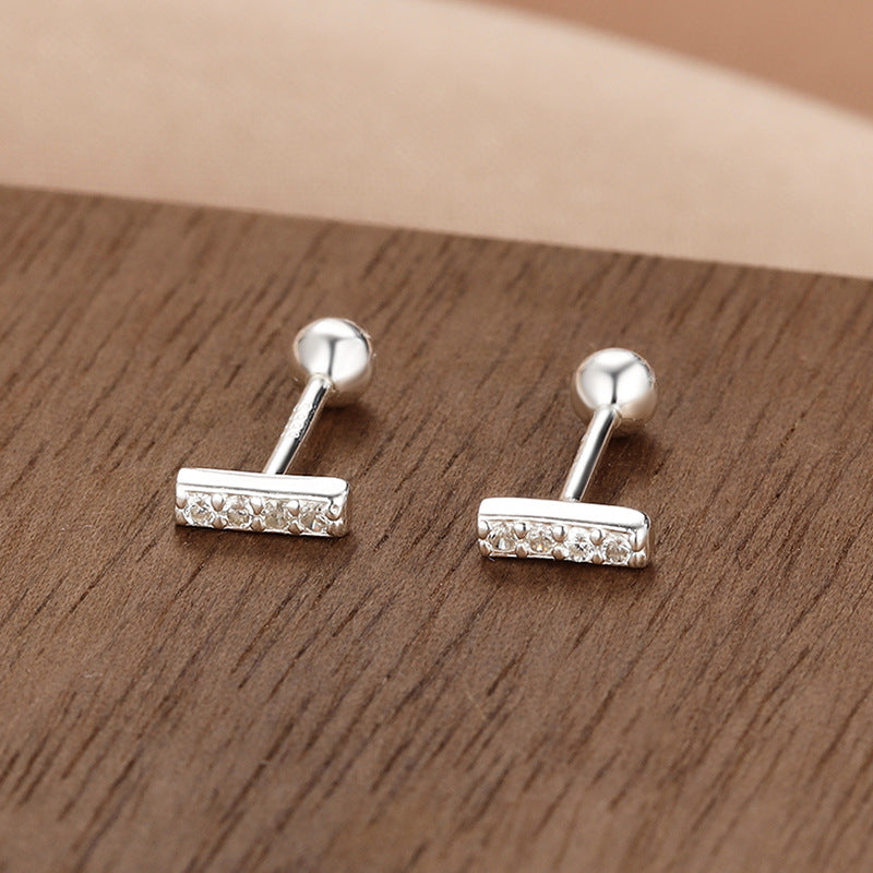 Wholesale S999 Sterling Silver Screw Pattern Simple Temperament Small Ear Bone Stud Earrings